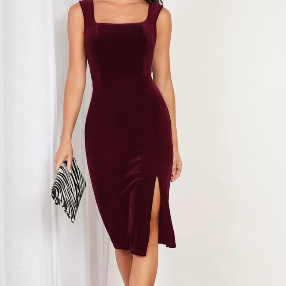 Maroon Velvet Dress Size Large